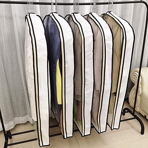 ONACE Giysi Çantası Asılı Giysi Dolabı saklama torbaları Seyahat için 4 Köşebent Şeffaf Takım Elbise Çantaları, Beyaz, 43,