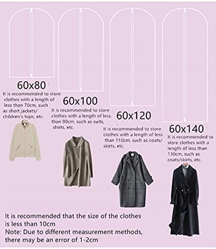 Asılı cep fermuar takım çantası (6 adet), nefes ve toz geçirmez giyim kapak, dolap ve giyim depolama için uygun (60x100 cm)