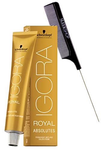 Schwarzköpf IGORA Royal Absolutes Kalıcı Saç Rengi Kremi (Şık Taraklı) %100 Gri, Beyaz Kaplama, Yaş Karışımı Krem Boya (4-80