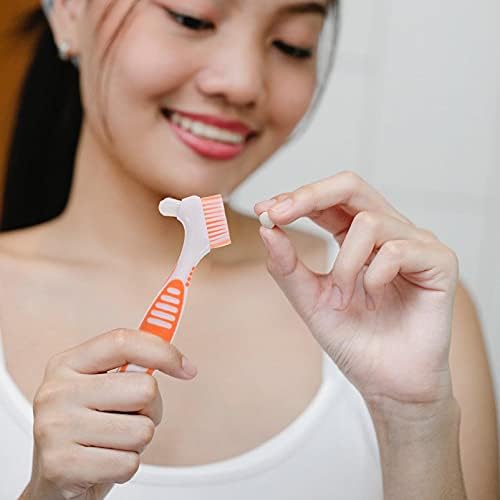 DOITOOL 4 Adet Protez Fırçası Protez Diş Fırçası Temizleme Fırçası Hijyenik Protez Temizleyici Çift Kafaları takma diş Temizleme